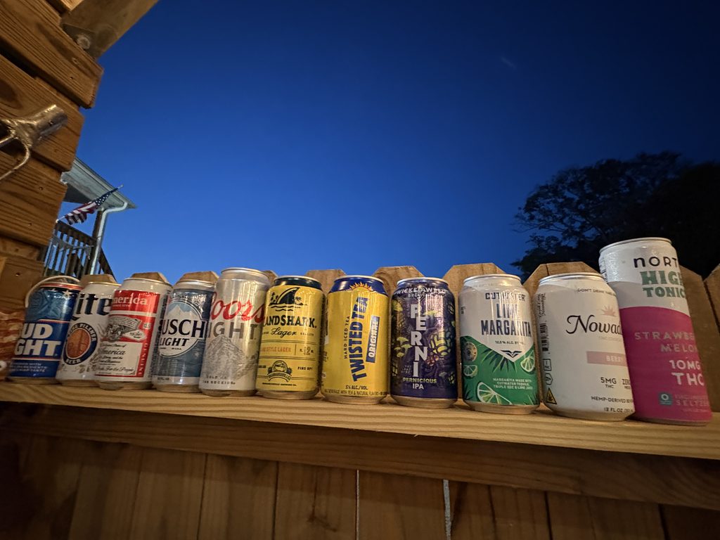 Canned beer selection at Rustic Reel