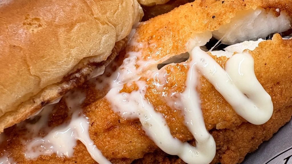 Fried flounder sandwich at Rustic Reel