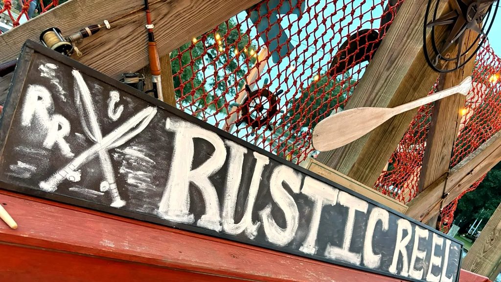 Rustic Reel hand-painted sign